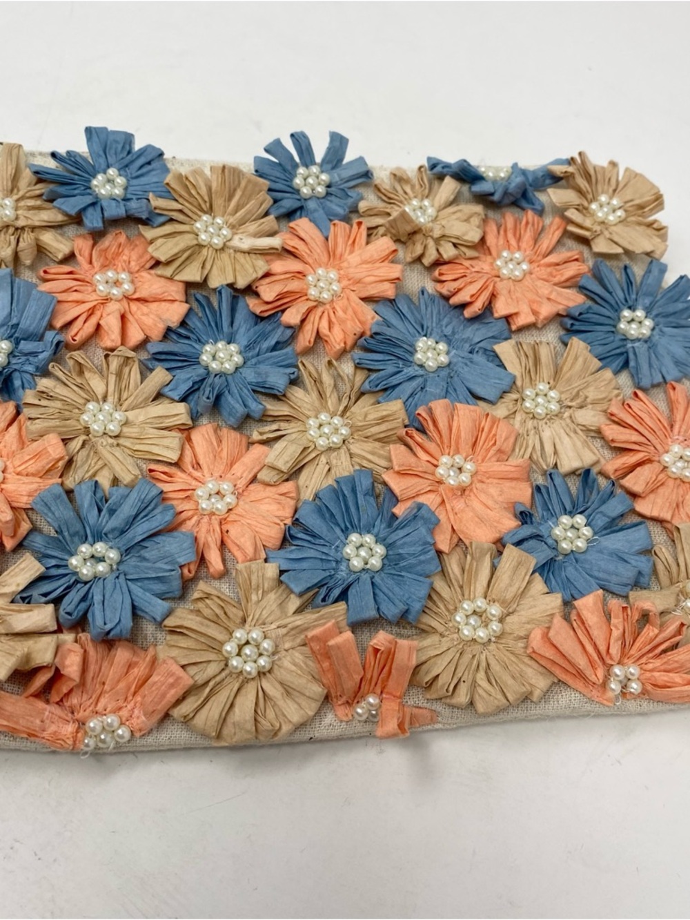 Shine & Sparkle Flower Embellished Zip Pouch Beaded Tassel - Picture 2 of 8